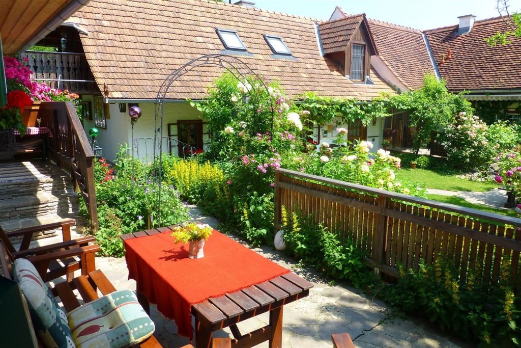 Terrasse Romantikstöckl am Alten Gehöft am Lormanberg