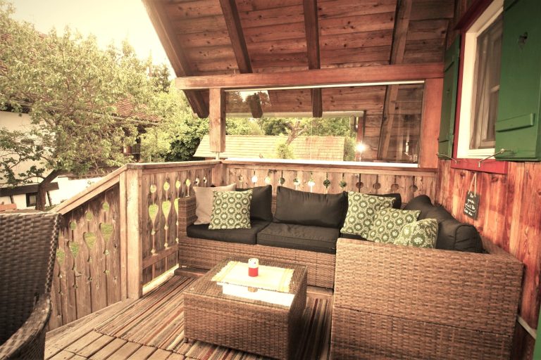Balkon überdacht Reblaus im Winzerhaus Altes Gehöft am Lormanberg